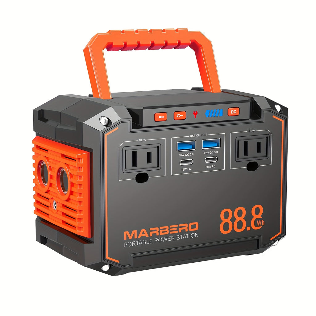 [Outdoor Camping, Gift] Portable Power Station 237Wh With 60W Solar Panel/88Wh And 30W Sl/111Wh And 30W SL, Or 88.8Wh/237Wh. With 2 X AC/USB-C PD/USB QC3.0/DC Output, LED Emergency Power Light For Outdoor Camping, RV Traveling, Emergencies For Gift