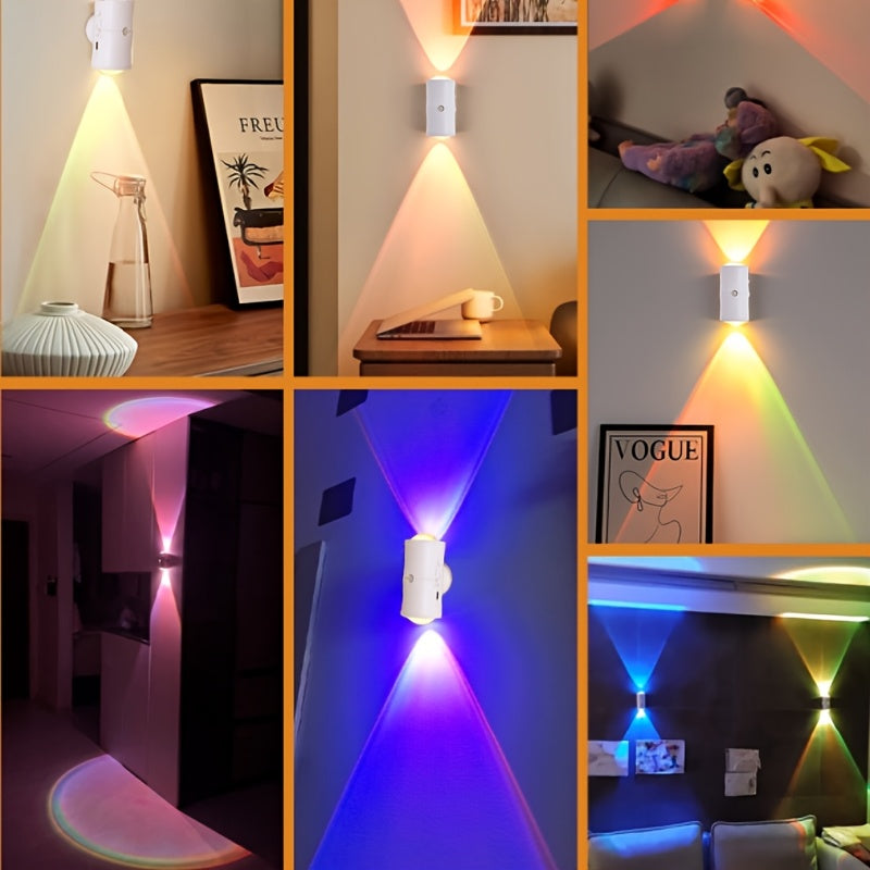 [2/4pcs RGB Motion Sensor Lights] Rechargeable LED Wall Lights with Motion Detection | Magnetic RGB Night Lights, Adjustable RGB Gradient Ambient Lighting, Battery Operated, Ideal for Bedroom, Living Room, And Cabinet Decoration