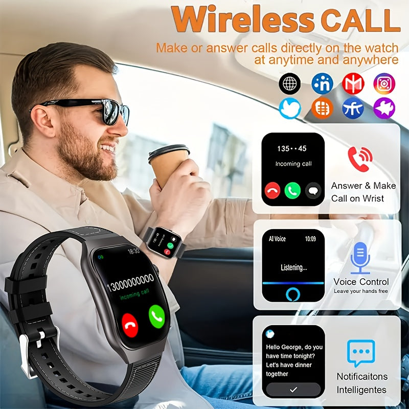 Valentine's Day Gift - [New Technology]2.01" Curved Screen Smartwatch - Wireless 5.3 HD Calling, Built-in Mini Games, Voice Assistant, 100+ Sports Modes, Full Touch Fitness Tracker, Classic Design with Magnetic Charging And Deployable Buckle