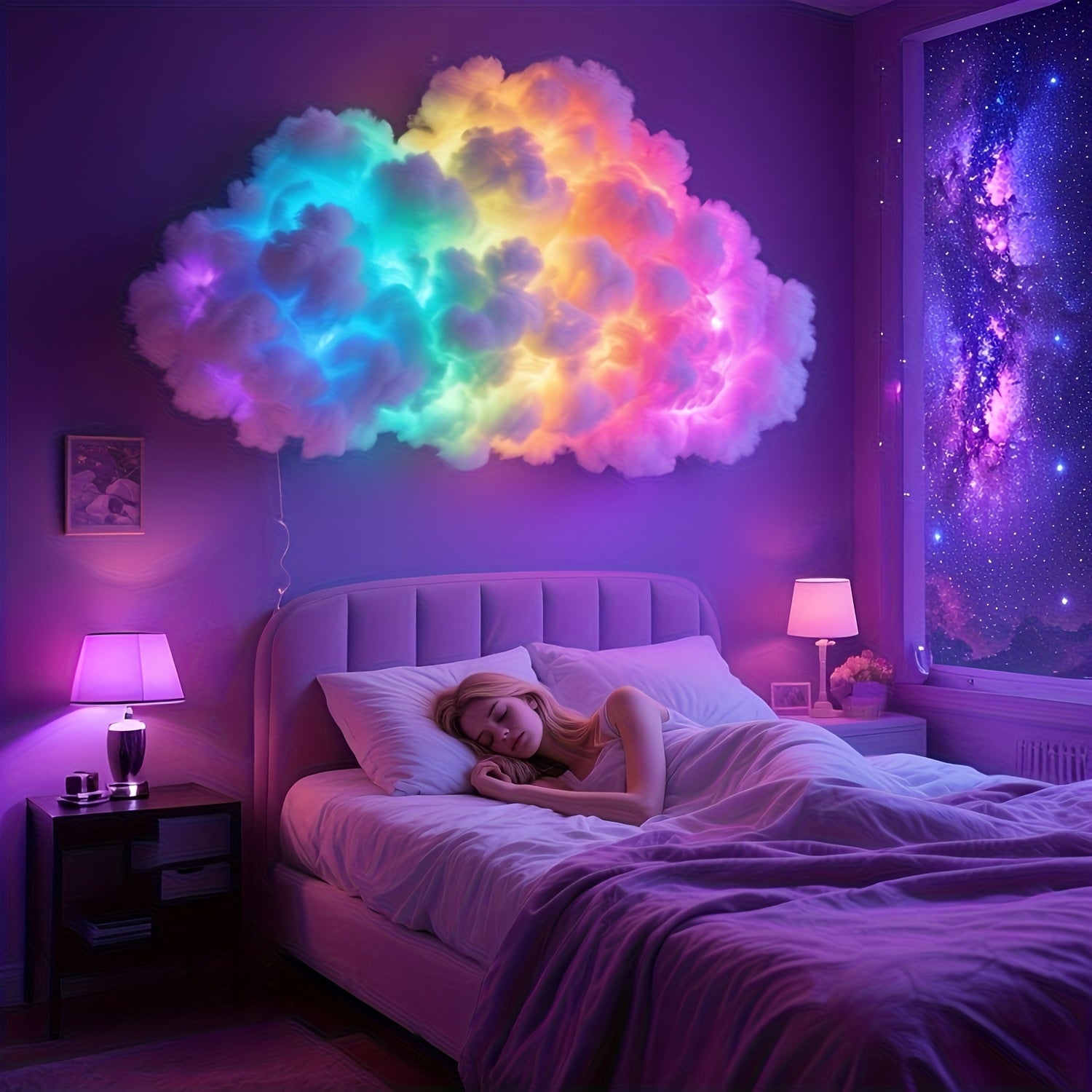 3D Thunder Cloud Night Light with Music Sync Mode - Smart RGB LED Strip Lights, USB-Powered Wall/Ceiling Mount for Bedroom, Gaming Room & Party Decor, Color Changing Ambient Lighting, Cloud Lights for Bedroom, Smooth Curved Design