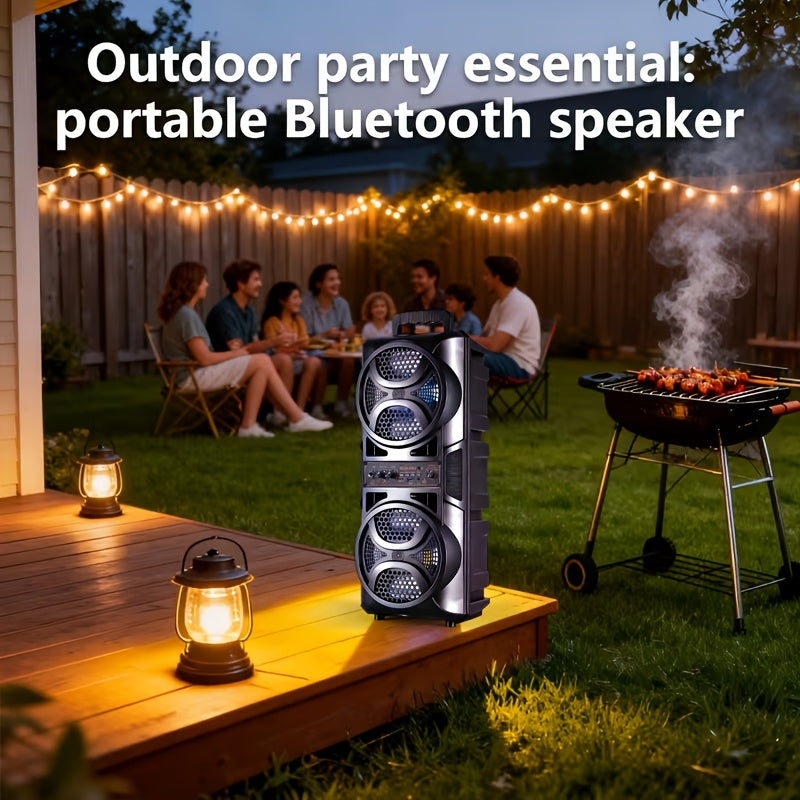 Wireless Wireless Dual Speaker Stereo Sound System Portable Subwoofer with RGB Ambience Lighting, Featuring Two Different Speaker Sizes, Excellent Sound Quality, Perfect for Family Gatherings/Party/Outdoor Camping, Home Entertainment, Trendy Audio