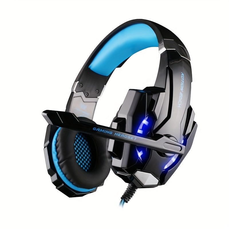 G9000 Gaming Headset, Surround Stereo Gaming Headphones with Noise Cancelling Mic, LED Lights & Soft Memory Earmuffs for PS5/ PS4/ Xbox One/Switch/PC Mac Computer Games