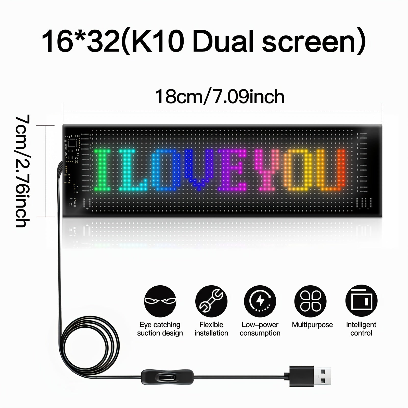 Programmable LED Display Screen & Smart RGB Color Pixel Wall Art Panel - USB- App-Controlled Suitable for Home Theater, Car Dashboard, Game Room, DIY Text/Animations, /Infrared Remote Control for Modern Decoration