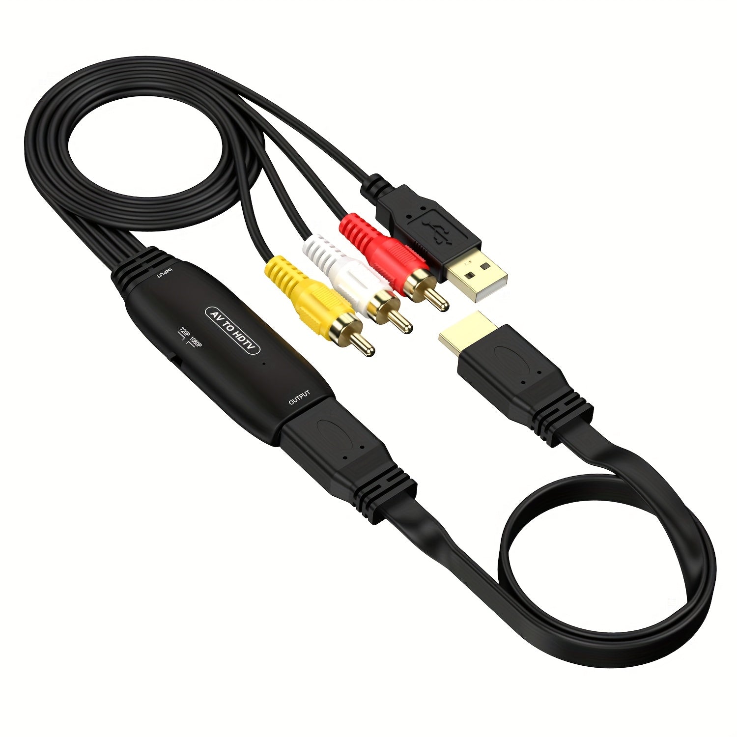 HDTV Converter with USB Power - RCA to HDTV Connector for DVD, VHS, PS3 & More - Supports 1080P Output, Matte Finish
