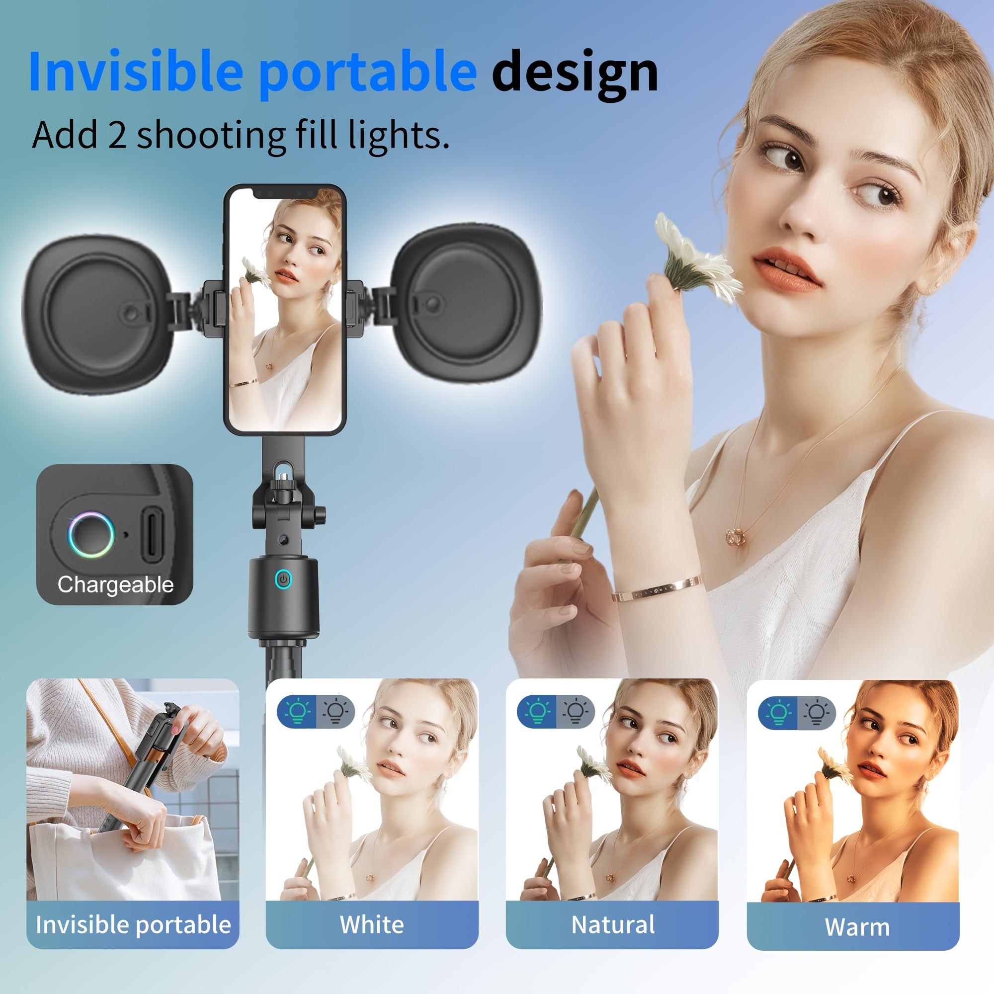 AI Face Tracking Tripod with Remote, 70.87inch Extendable Pole, 360° Phone Rotating Stand, AI Smart Tracking Selfie Stick for iPhone & Android, Vlogging & Live Streaming