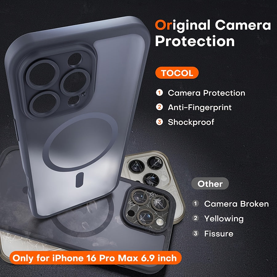 [Holiday Gift] Phone Case: Phone Case for iPhone 12/13/14/15/16 Plus/Pro/Pro Max - Magnetic Charging Compatible, Full Camera Protection, Drop-Resistant Matte Translucent Back Bumper Cover - Black, Gray, Blue - Holiday Gift - Screen Protectors