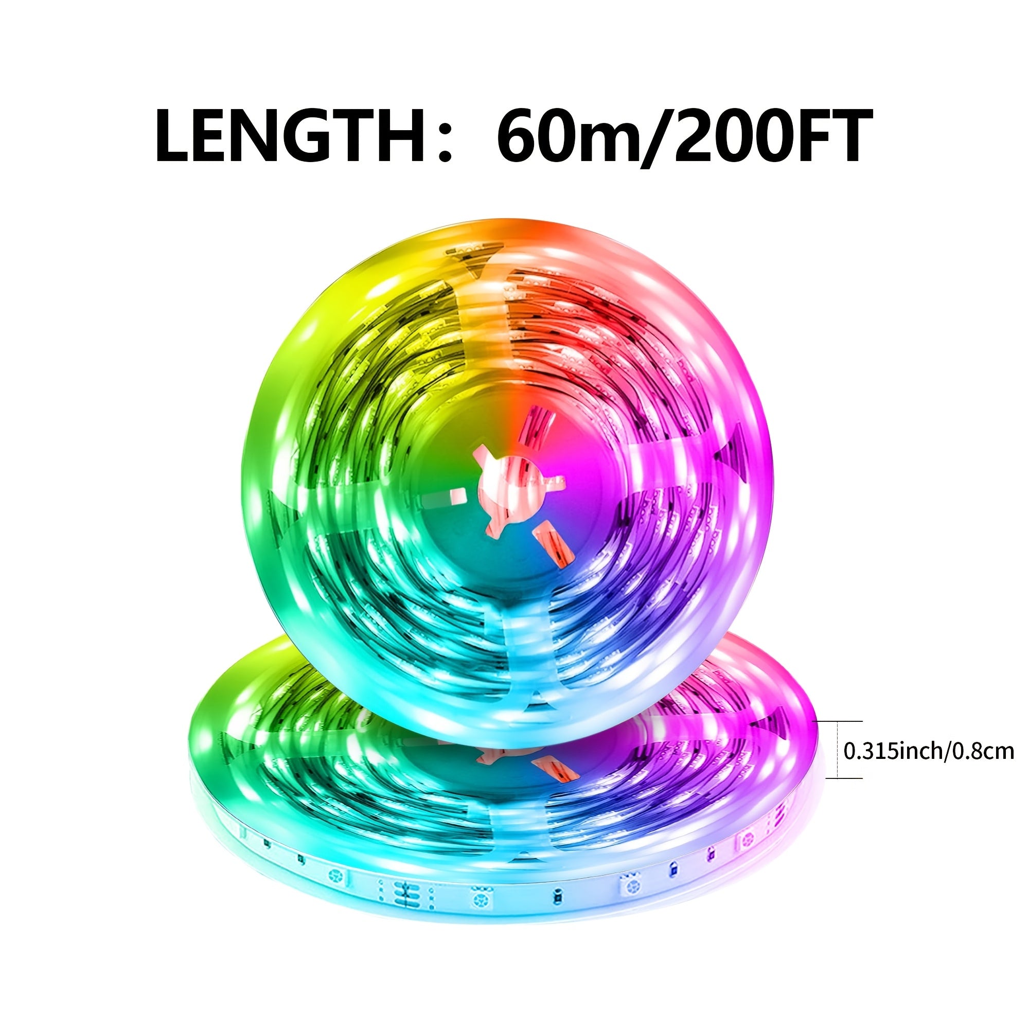 [RGB Multi-Color Adjustable] 200-Foot (2 Rolls Of 100-Foot) LED Smart Wireless Light Strips, Controlled By A 44-Key Remote Control And APP, With RGB Multi-Color Adjustable, Music Synchronized Color Changes, Suitable For Living Room And Bedroom Decoration