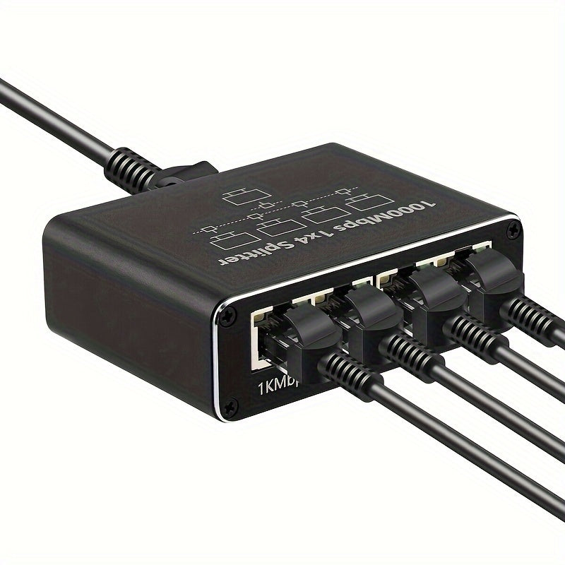 1000Mbps Network Splitter Adapter Gigabit, 1 to 4 Out Ethernet Cable High Speed LAN Internet Splitter with USB Power Cable, Extension Connector, Supports Four Devices Working Simultaneously 309021738