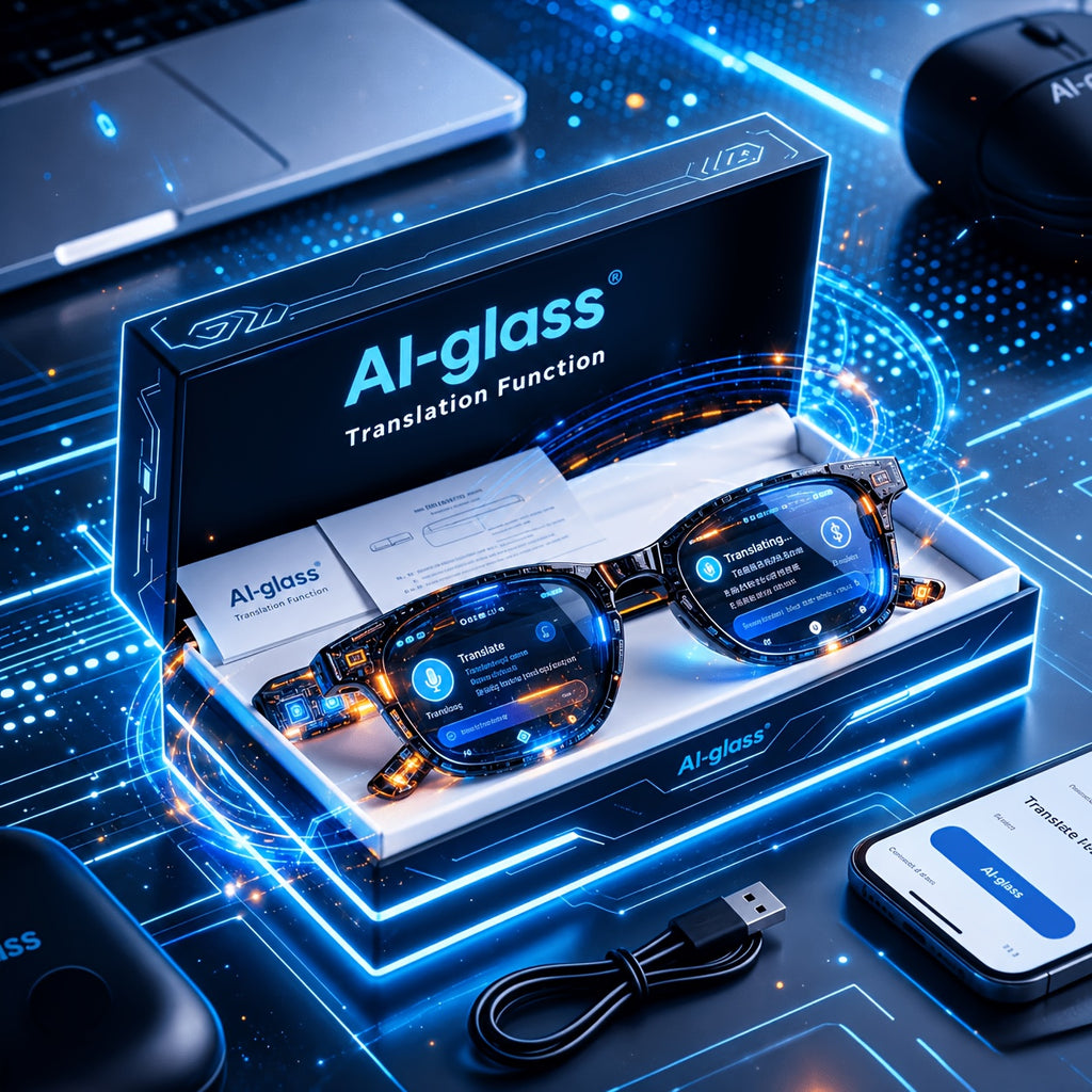 2026 Smart Audio Glasses Gift Set with Case, AI Translation Glasses, Bluetooth Glasses, Open Ear Audio Glasses with Built In Mic, Hands Free Calling Wireless Music Smart Fashion Glasses for Travel Driving Outdoor Business Tech Gift