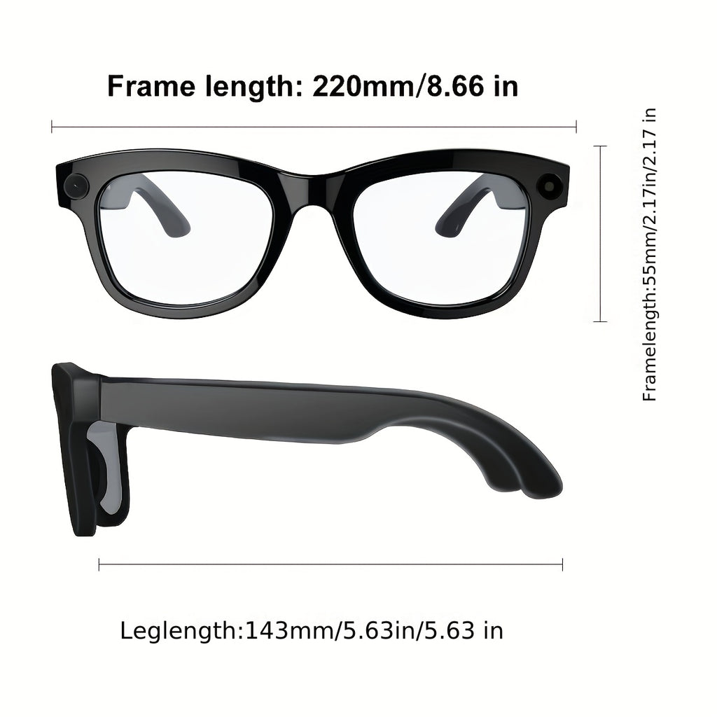 Smart Camera Glasses with 8MP Ultra-Wide Camera HD 1080P, Blue Light Blocking, AI Voice Control, 4H Playtime, Wi-Fi/Bluetooth 5.4 for HD Video & Immersive Audio