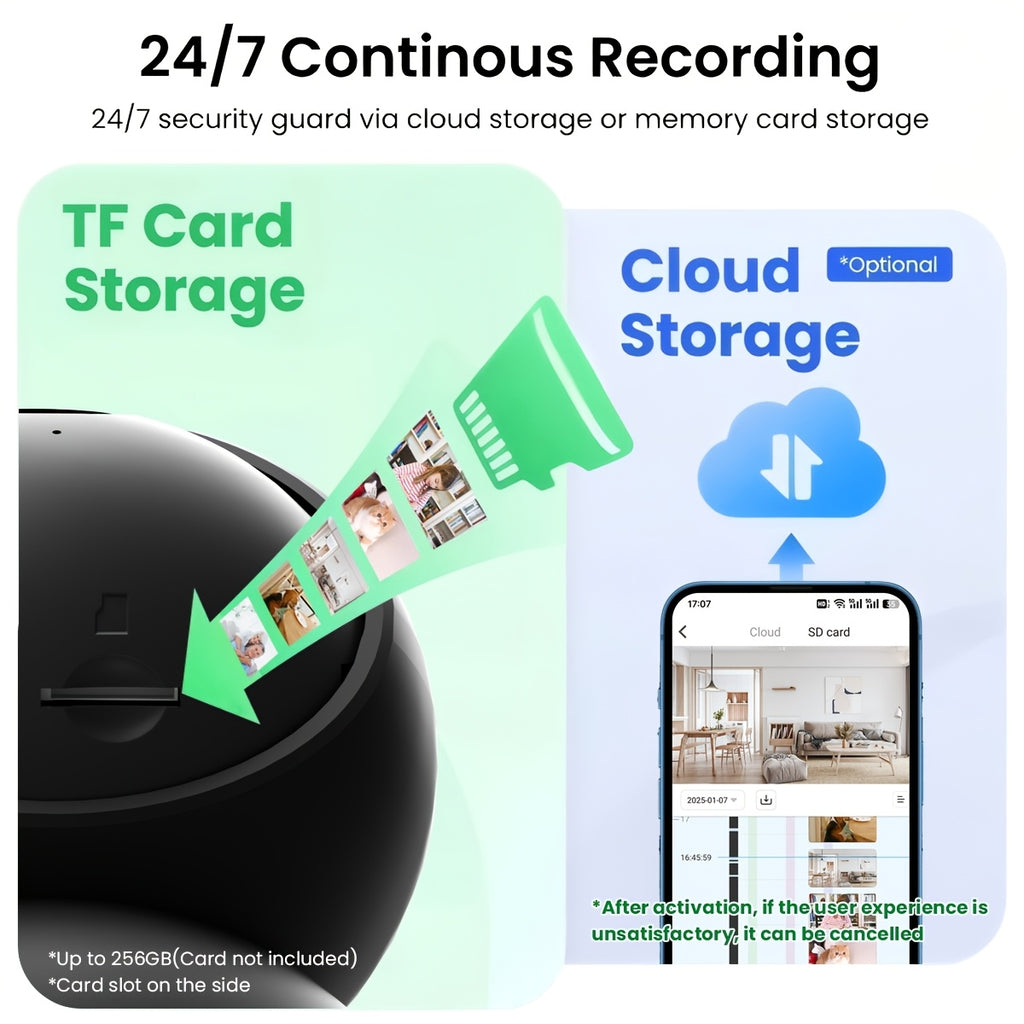 Alaga 2K 4MP 360° Panoramic View 5G/2.4G WiFi Home Security Camera, ABS Resin, AI Motion Detection, Real-Time Two-Way Audio, Night Vision Indoor Camera for Office Video Surveillance