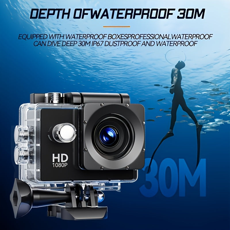 HD 1080P Action Camera for Outdoor Sports, Featuring a 2.0-Inch LCD And 170° Wide-Angle Lens, Perfect for Swimming, Rock Climbing, And Cycling. an Ideal Gift for Birthdays And Holidays