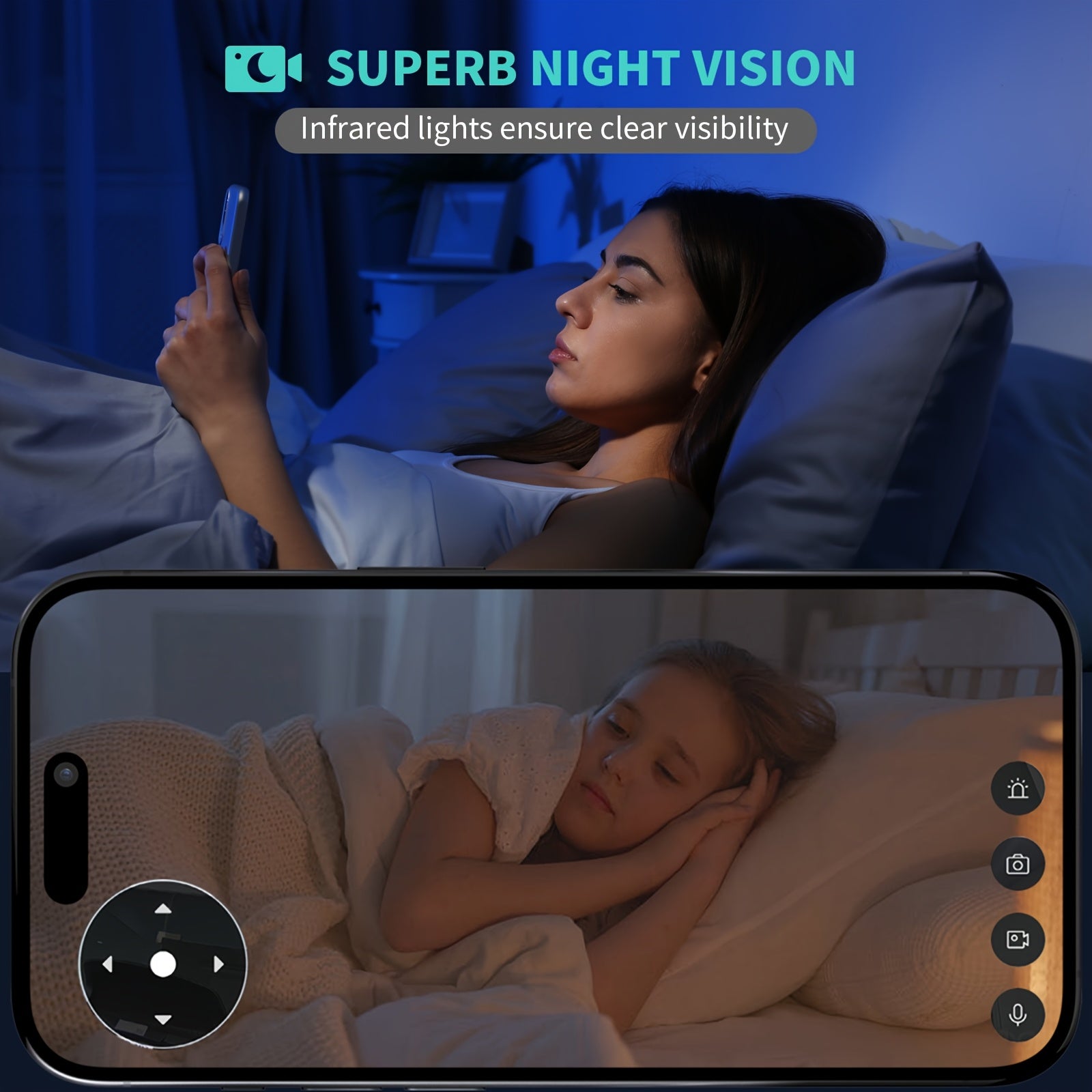 Alaga 2K 4MP 360° Panoramic View 5G/2.4G WiFi Home Security Camera, ABS Resin, AI Motion Detection, Real-Time Two-Way Audio, Night Vision Indoor Camera for Office Video Surveillance
