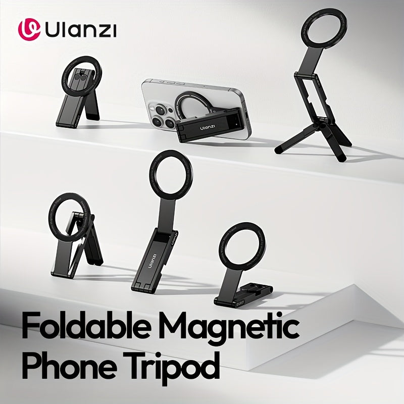 ULANZI MA60 0.8Cm Ultra-Slim Magnetic Phone Tripod - 5-In-1 Foldable Stand W/ 14N Dual-Side Magnet, 500G Load for Content Creation (Desktop/Handheld/Vlog)