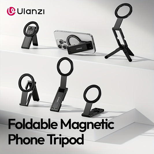 ULANZI MA60 0.8Cm Ultra-Slim Magnetic Phone Tripod - 5-In-1 Foldable Stand W/ 14N Dual-Side Magnet, 500G Load for Content Creation (Desktop/Handheld/Vlog)