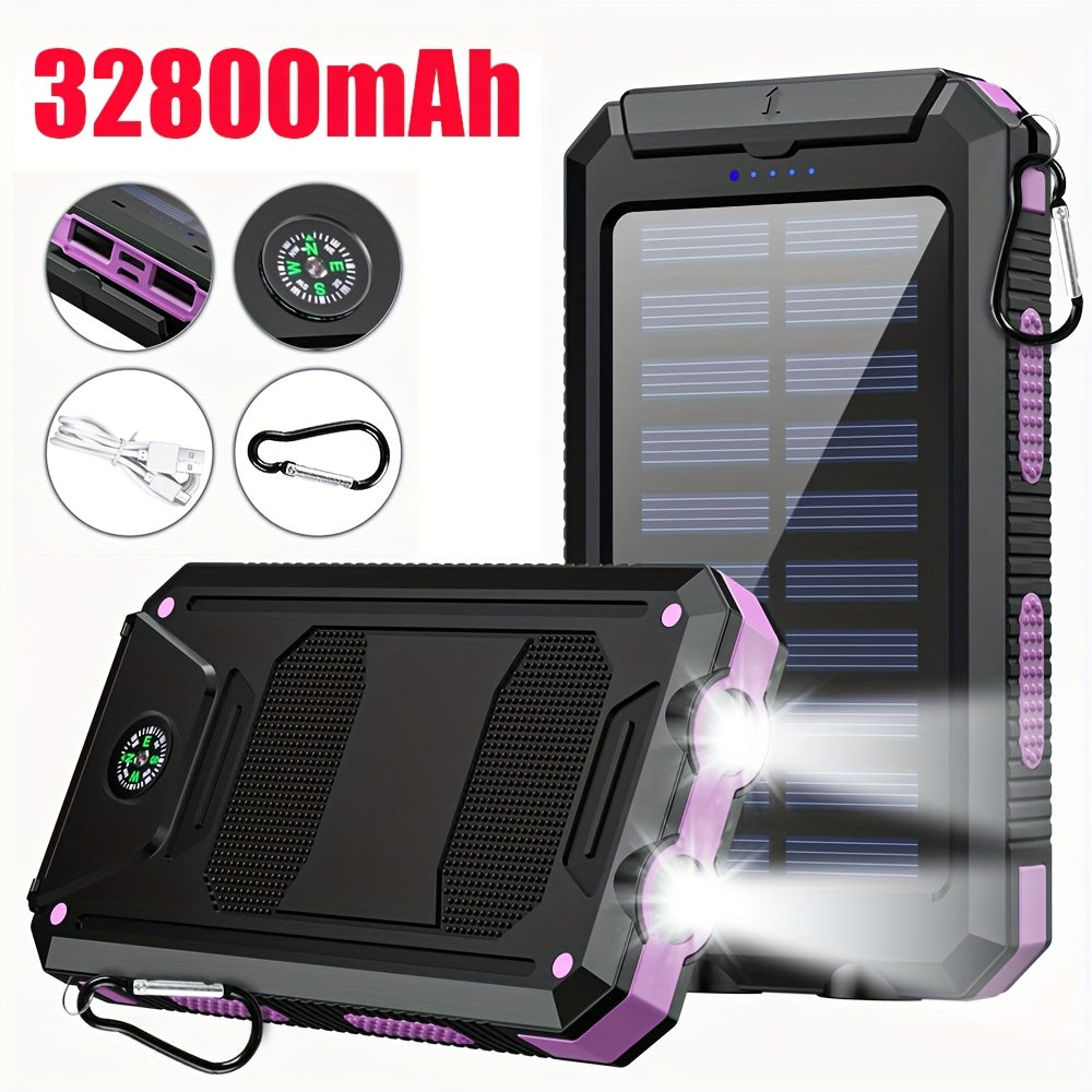 [Solar Power Bank] 32800/38800mAh Solar Power Bank Wireless Charger Built In 4 Cables 6 Outputs 15W Fast Charging Power Bank With Dual Flashlights -for Travel, And Camping External Backup Battery Pack, Emergency Backup For GPS, Flashlights, For IPhone 17/