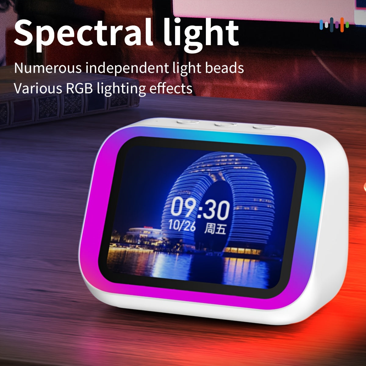 AI Smart Speaker, Smart Alarm Clock with Wireless Speaker & Dynamic RGB Light, Hi-Fi Stereo Sound, HD Smart Display, Answer/Make Call, Voice Assistant, Period Tracker, 2500mAh Battery, Portable Speakers - Charging Bedside Digital Clock