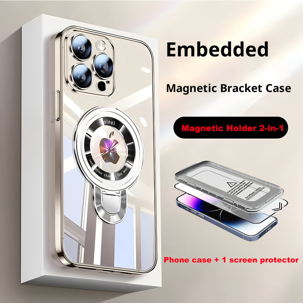[2pcs Phone Case Set] Phone Case: 2pcs Set [1 Phone Case + 1 U-Bracket] Compatible With iPhone 17 Pro Max/16/15/14/13/12. Features A Magnetic U-Shaped Stand, Drop Protection, Streamlined Design, And A High-End Look, Perfect For Tech Enthusiasts