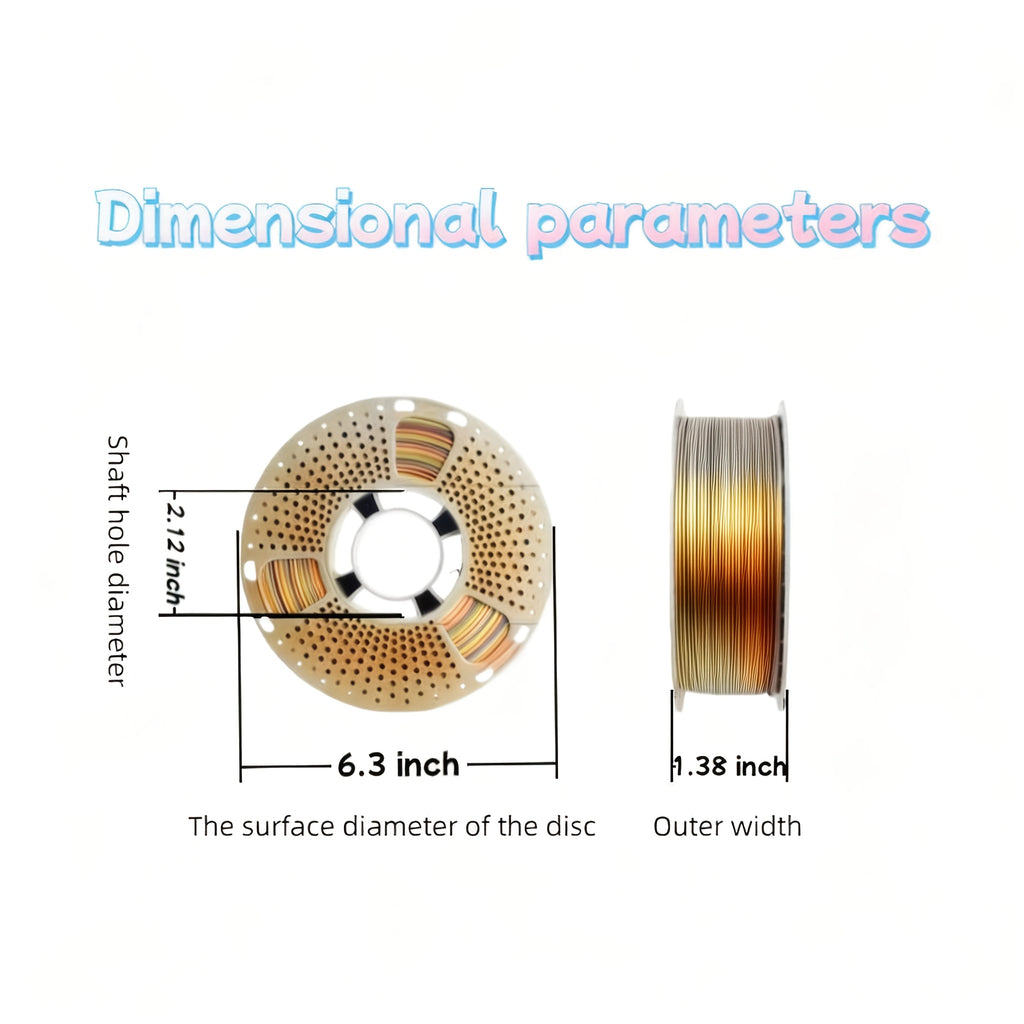 PLA Filament 3 Color 1.75mm Triple Color, Coextrusion Shiny Rainbow Gradual Change 3D Printing Wire, High Precision Dimensional Accuracy Vacuum Packaging(250g Of Material)