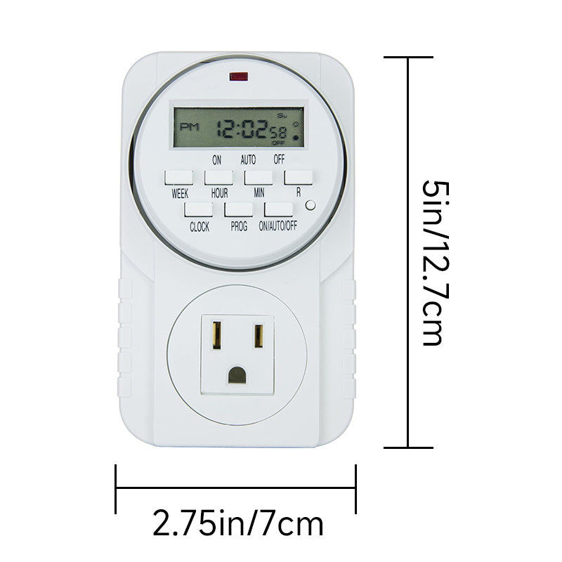 1Pc 7 Day Heavy Duty Digital Programmable Timer - Two Outlet 24 Hour Digital Timer, Timing Solution for Hydroponics, 120V, 60Hz, Indoor, for Lamp Light Fan