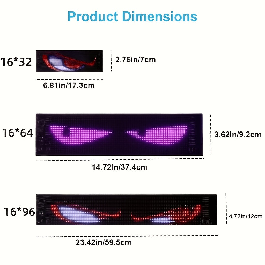 [Christmas Decorations] 1pc 16*32/16*64/16*96/16*144 LED 5V LED Fun Display, Devil's Eye Flexible LED Screen with App & Remote Control, Support DIY Text/Picture/Gif, Cable for Store/Car/Riding Fun Interactive Screen, Christmas Decorations