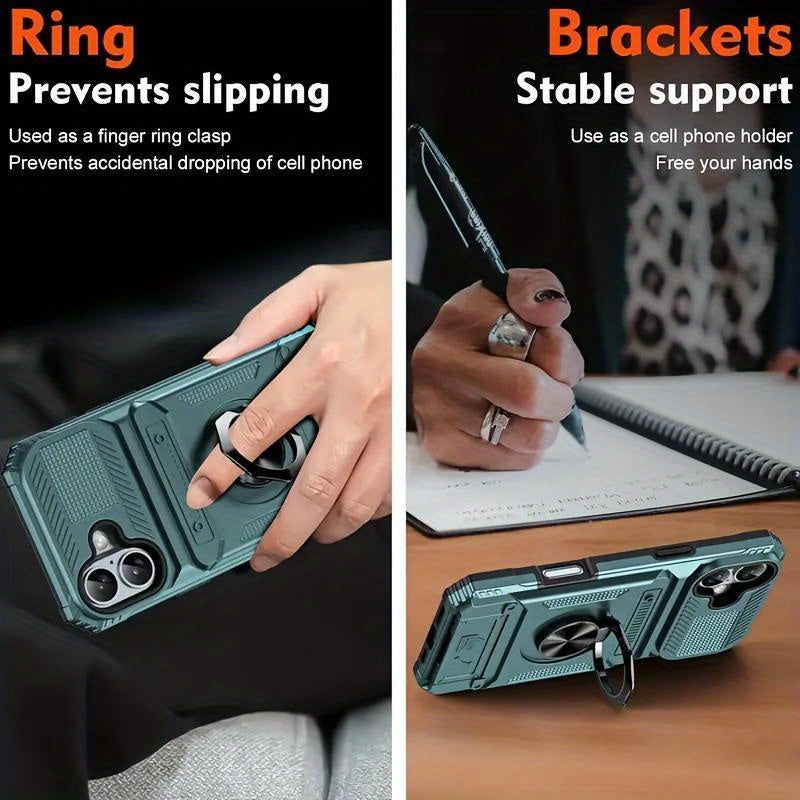 Phone Case: Shockproof with Card Slot, Phone Case & Protective Cover Compatible for IPhone17, 17Air, 17 Pro And 17 Pro Max, for iPhone 16 Pro Max 15 Pro 14 Plus 13 PM 12 11 Mini. Also Fits iPhone 17 Series Models with Card Storage Function.Ring