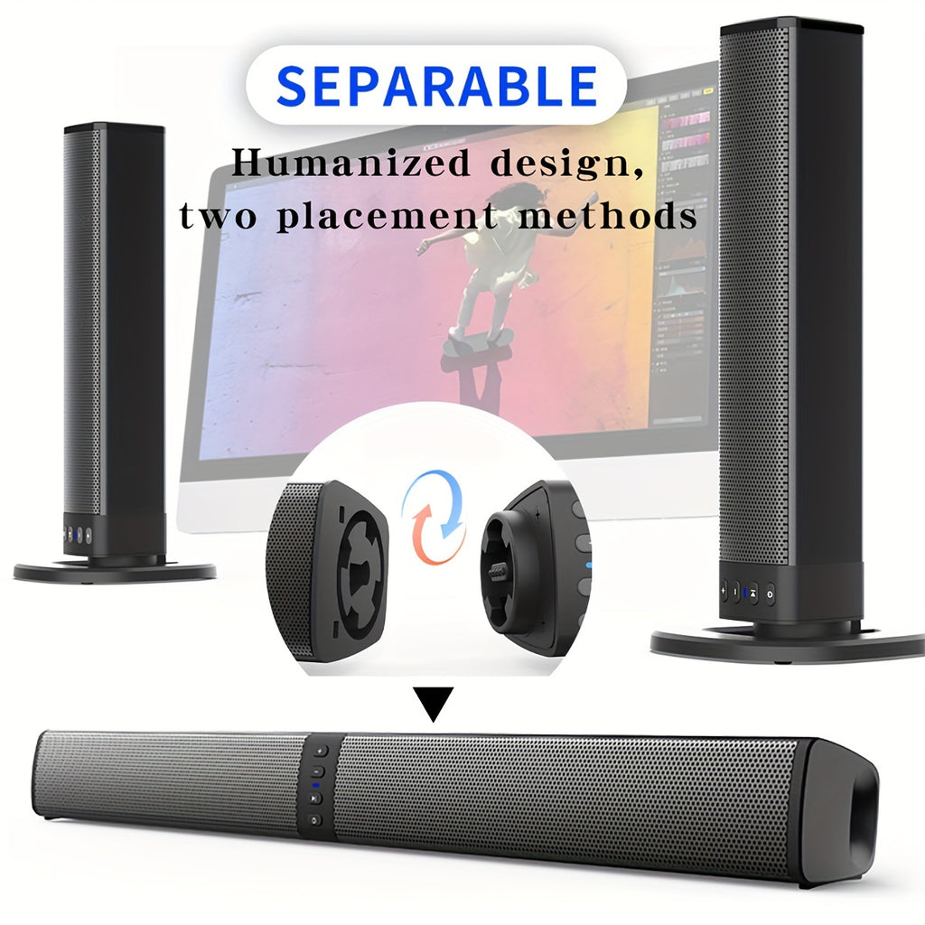 [Home Theater Sound Bar] Sound Bar with Subwoofer, Home Theater Wireless Surround Sound PA System with 2/4 Subwoofers, Hi-Fi Computer Game Auxiliary Audio Output Sound Bar Speaker, Supports AUX, USB, TF Card, TWS And FM Audio Input