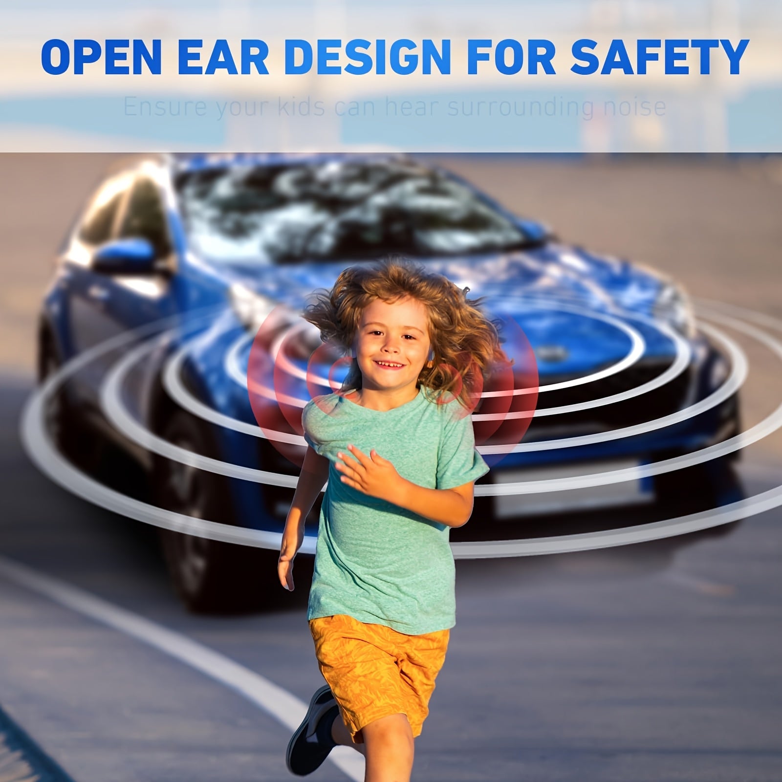 Kids Headphones, Air Conduction Open Ear Headphones, Stereo Sound with Mic, 20H Playtime, Perfect for School And Outdoor Activities