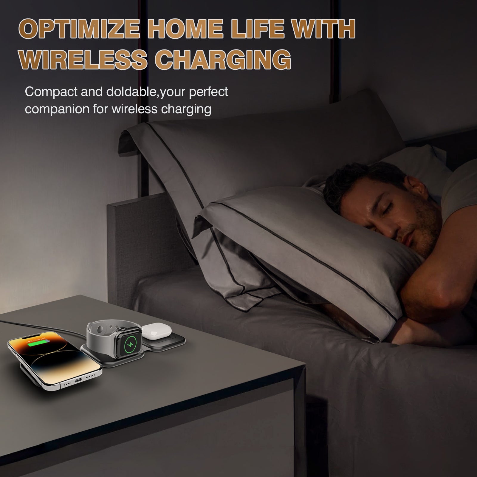 3-In-1 Magnetic Wireless Charger, Foldable Wireless Charging Station, Fast Charging Stand, Travel Charger Stand for Iphone 17/17 Air/16/15/14/13/12/Pro/Pro Max/Plus, for Iwatch 2-11 SE Ultra Series, for Airpods 2 3 Pro