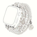 V-MORO Compatible for Apple Watch Pearl Bracelet Compatible with Series 11/10/9/8/7/6/5/4/3/2/1 & SE Smartwatch, Bling Strap Jewelry, Cute Elegant Pearls for / (Compatible with iWatch Series)
