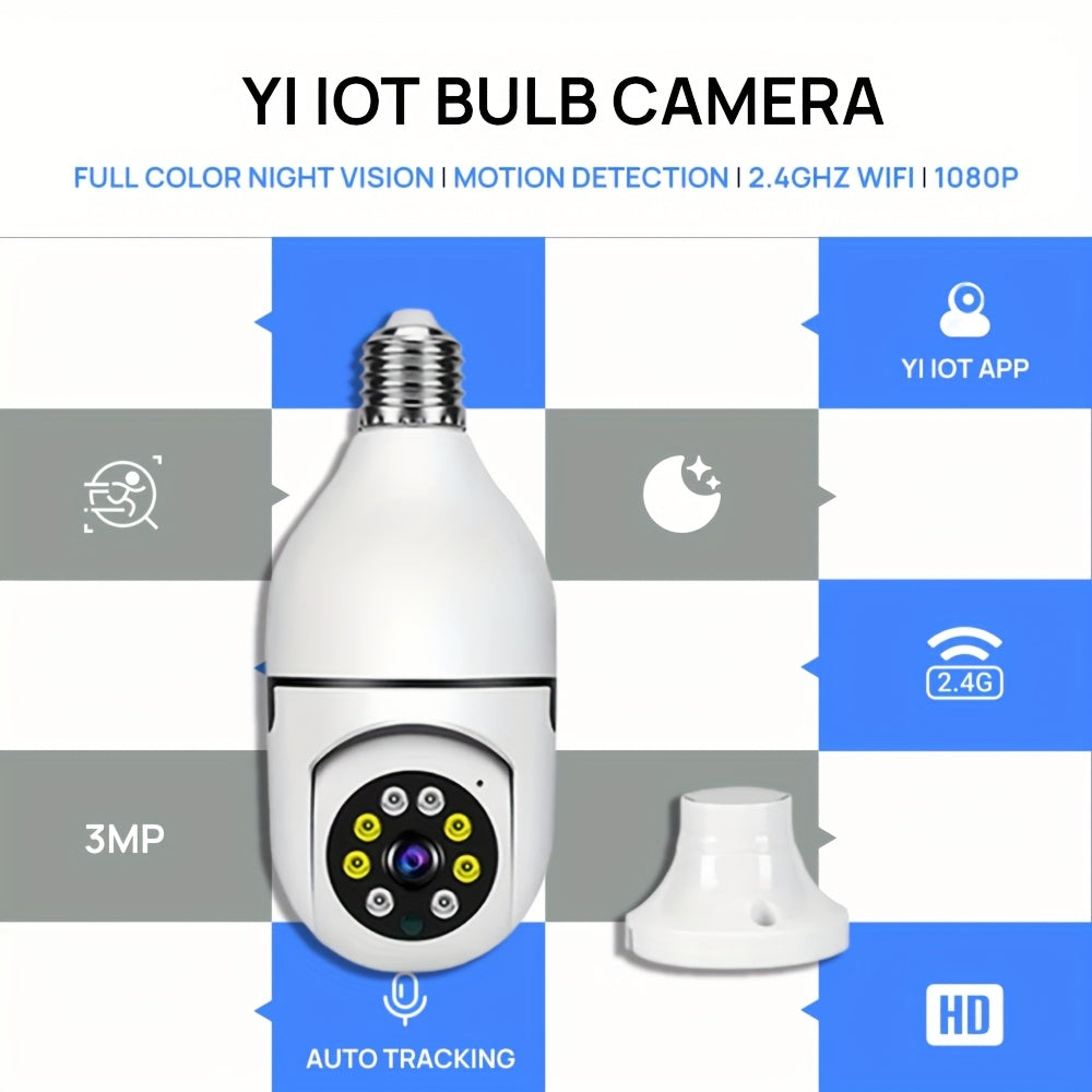 [1080P] 1/2Pc 3MP Light Bulb Camera 2.4Ghz Wifi, 1080P Wireless Surveillance Camera with Full-Color Night Vision, Two Way Audio, Motion Detection, 360° Pan&Tilt for Home Security