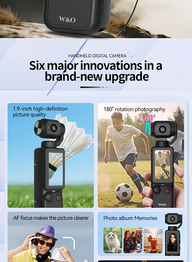 Ultra-lightweight 4-in-1 Action Camera, Supporting 1080P High-definition Video Recording, 360° Rotating Lens, Image Stabilization And One-click Recording - Compact Outdoor Camera, Suitable For Cycling, Vlog, And Drone-like Shooting Effects (compatib