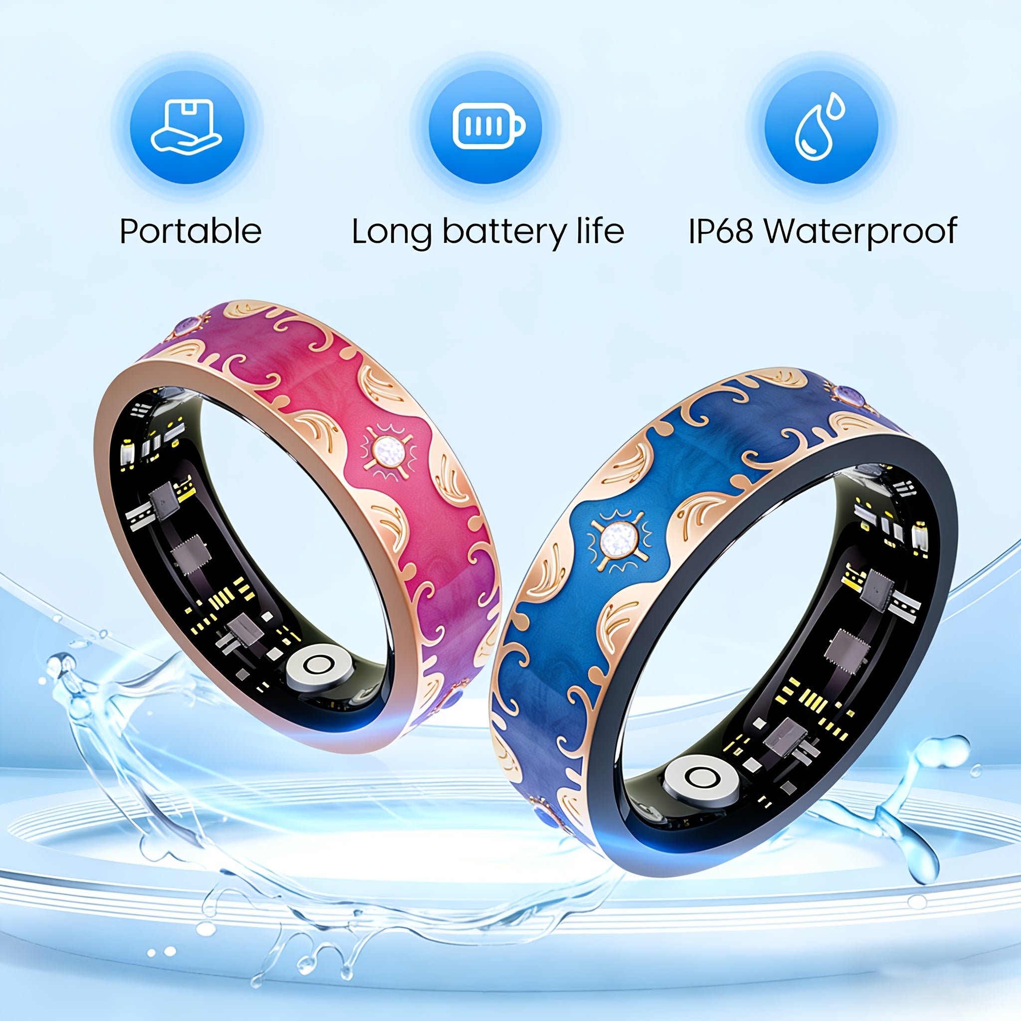 Smart Ring Fitness Tracker for Women, Health Sleep Tracker for iPhone and Android, Activity Tracker Ring with 24/7 Health Tracker, Exercise, Stress, Women Health, Gesture Control for Photos, Strava Sync, No Subscription - Gifts for Her Women Mom Wife
