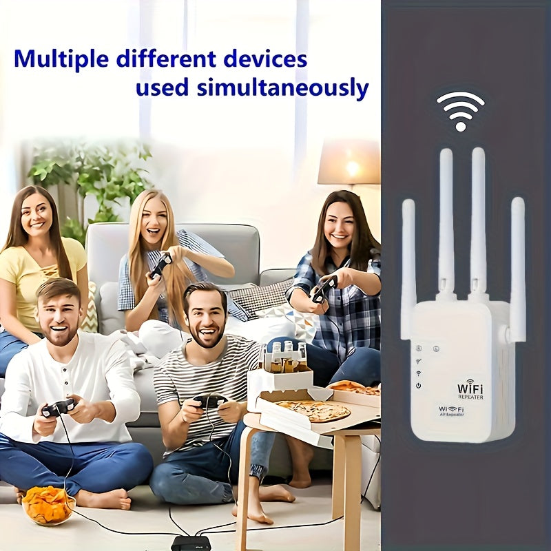 1300Mbps Dual-band Wifi Range Extender With Ethernet Port-powerful Four Antennas, Full House Coverage, Clear Wifi Dead Angle, AP/relay Mode, Very Suitable For Home And Office Use