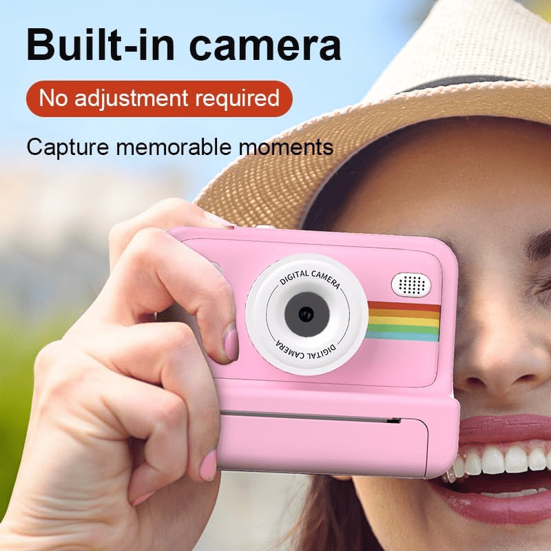 Portable Instant Photo Digital Camera, 1-Second Instant Photo Printing, Video Selfie Camera, 1080P HD Screen, Supports Photo Printing, Photography, USB Cable, Lanyard, Three Rolls of Print Paper, Holiday Birthday Gift, Portable Travel Printing