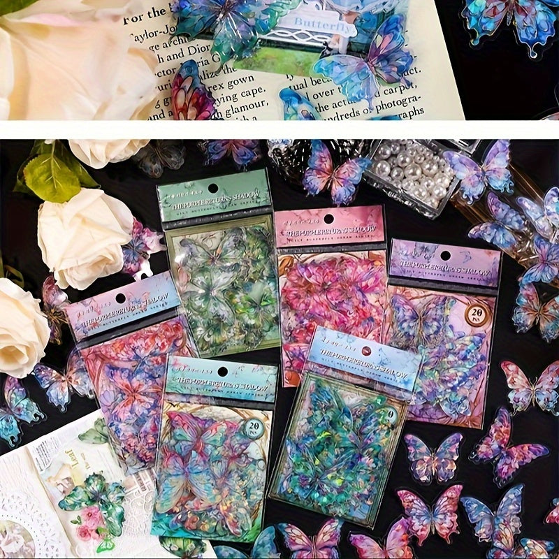 [3D Butterfly Stickers] 120pcs 3D Butterfly Stickers - Glitter Holographic Resin, And Clear for Scrapbooking, Journals, Cell Phones, Cell Phone Charms, Laptops And Crafts