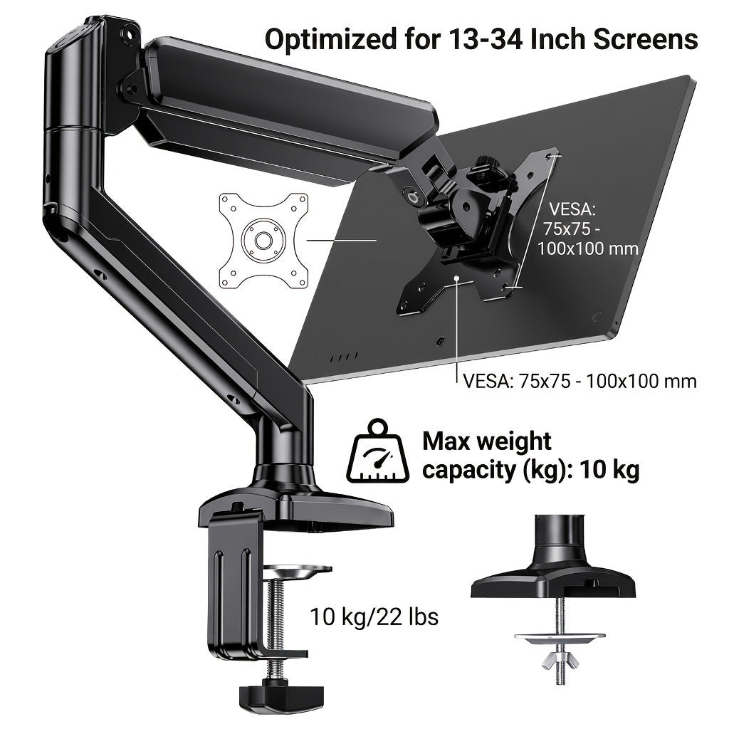 [Dual Monitor Mount] 32 Inches Screen Dual Monitor Mount, Home Kitchen Furniture, Max 22 Lbs Each Arm, Adjustable Dual Monitor Stand, Dual Monitor Arm With 180° Swivel, Tilt, 360° Rotation For Home Office, VESA 75/ 100mm