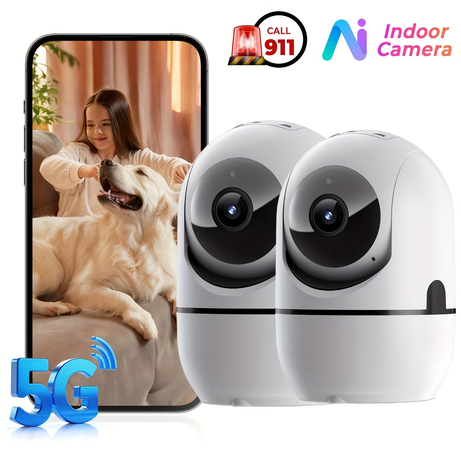 [For Home Security] 4MP Security Camera With Installation, Human Tracking & Motion Detection, 360° Rotatable Dual-Channel, 2-Way Audio, Color Night Vision, Compatible For For Home WiFi/5G, App-Controlled Indoor Surveillance Camera