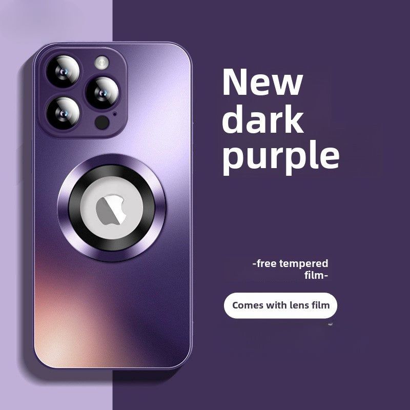 Mobile Phone Case, Skin-Sensitive Frosted Glass, Built-In Lens Film Anti-Drop Protective Case Ultra-Thin Magnetic, Suitable for Apple 17Promax Iphone15Promax 14Pro 16Pro 16Plus