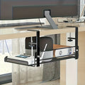 [No Drill Cable Tray] Upgraded No Drill No Screws Under Desk Cable Management Tray with Clamp | Wire Organizers, Computer Cord Rack for Office, Home - No Damage to Desk, Black