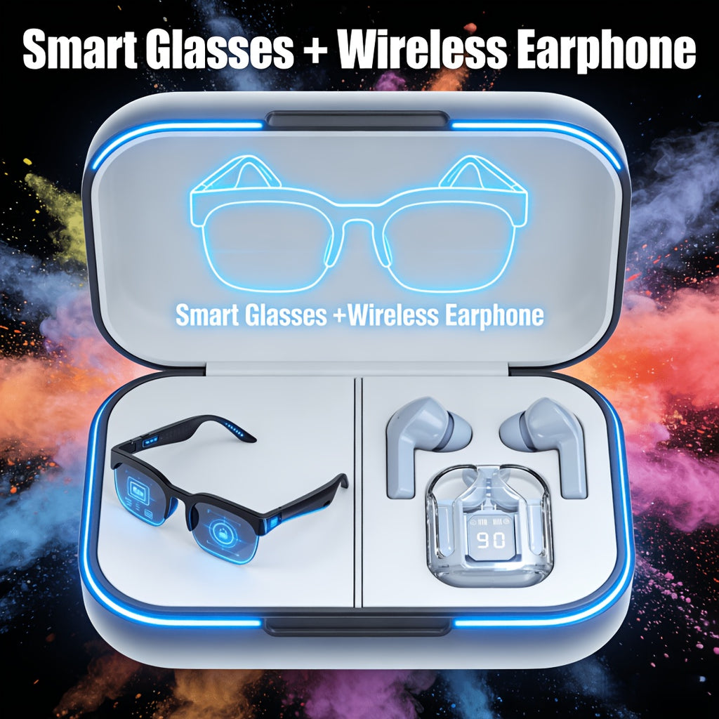 [Smart Wireless Glasses] 2026 New AI Real-Time Translation Multifunctional Smart Wireless Glasses And Trendy Headphone Set - Built-In Microphone And Speakers, HIFI Music Quality, Music Playback And Hands-Free Calling, High-Definition Voice Calling