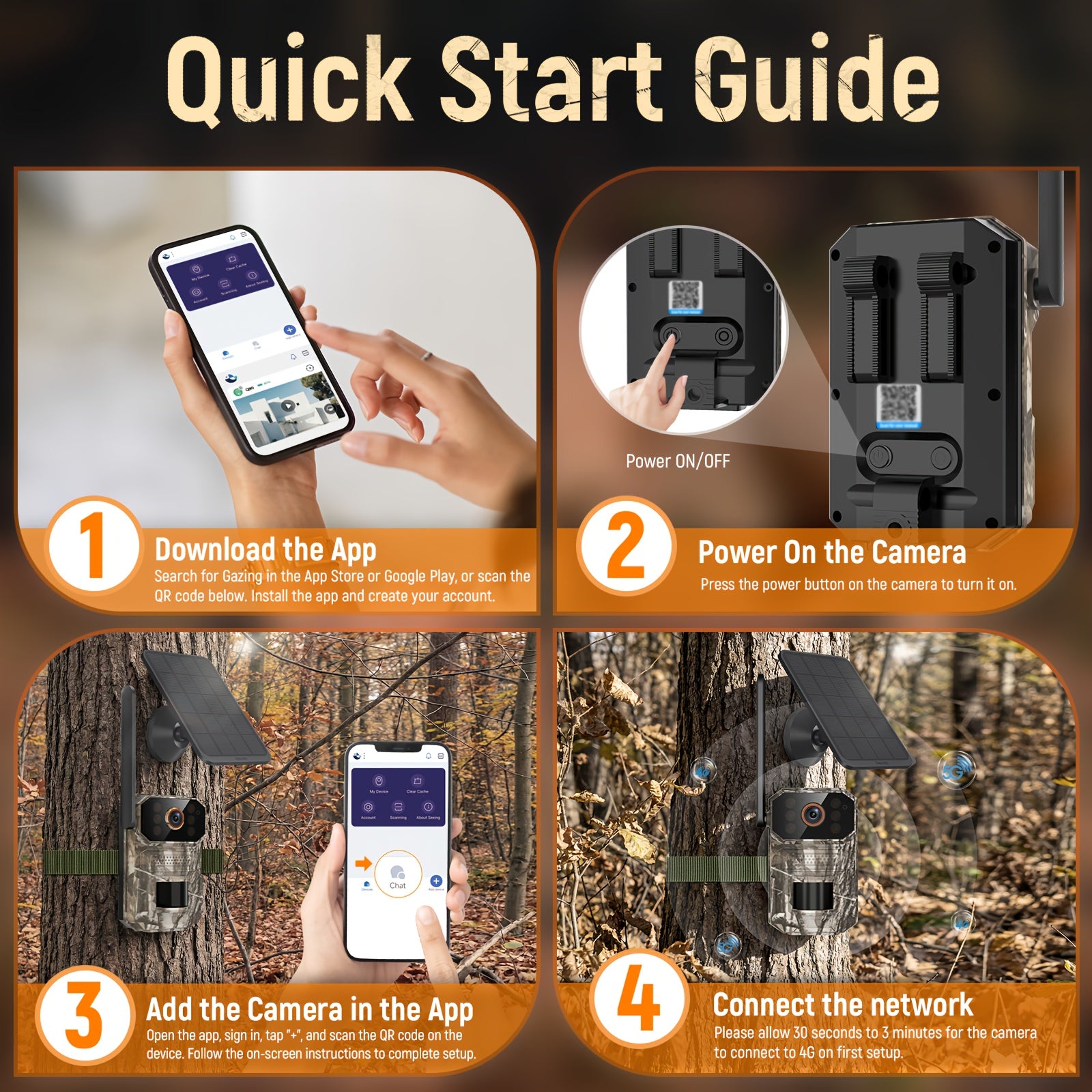 4G/5G LTE Cellular Trail Camera, Trail Camerawithsolar Panels, 1920P Wildlife Monitoring Camera with PIR Motion Sensor, Infrared Night Vision, Two-way Voice, Remote Access, No WiFi Required IP65 (replaceable Within 2 Years)