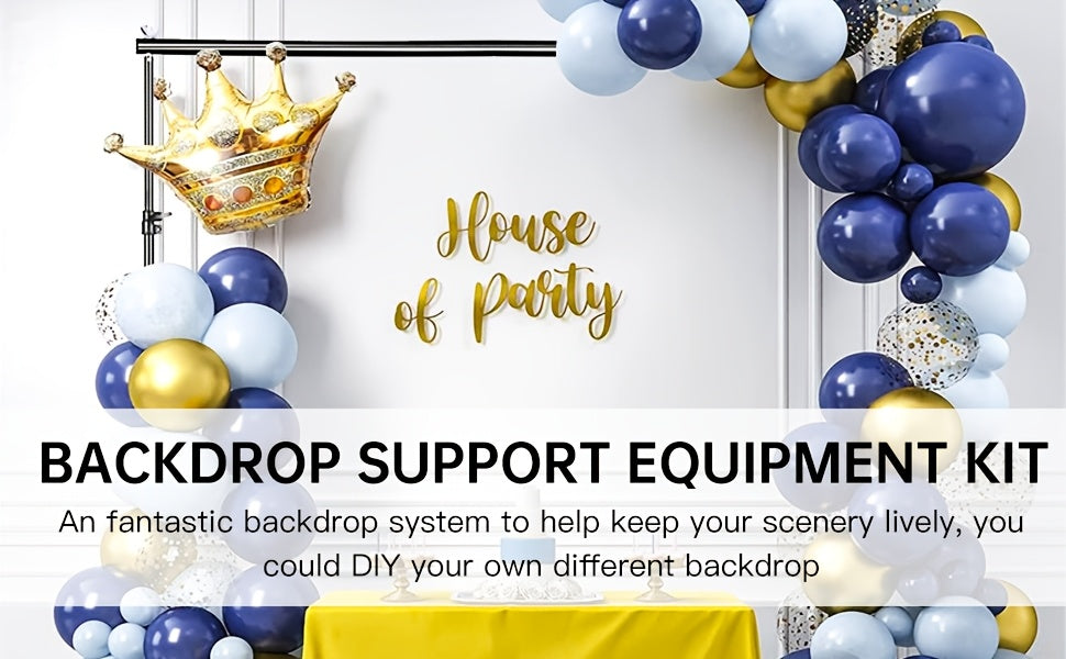 BEIYANG 10x10ft Heavy Duty Backdrop Stand, Adjutable Background Support Kit with 2 Backdrop Support Stands, 4 Crossbars, 4 Clamps, And Carry Bag for Photography Video Stutio, Parties Decoration