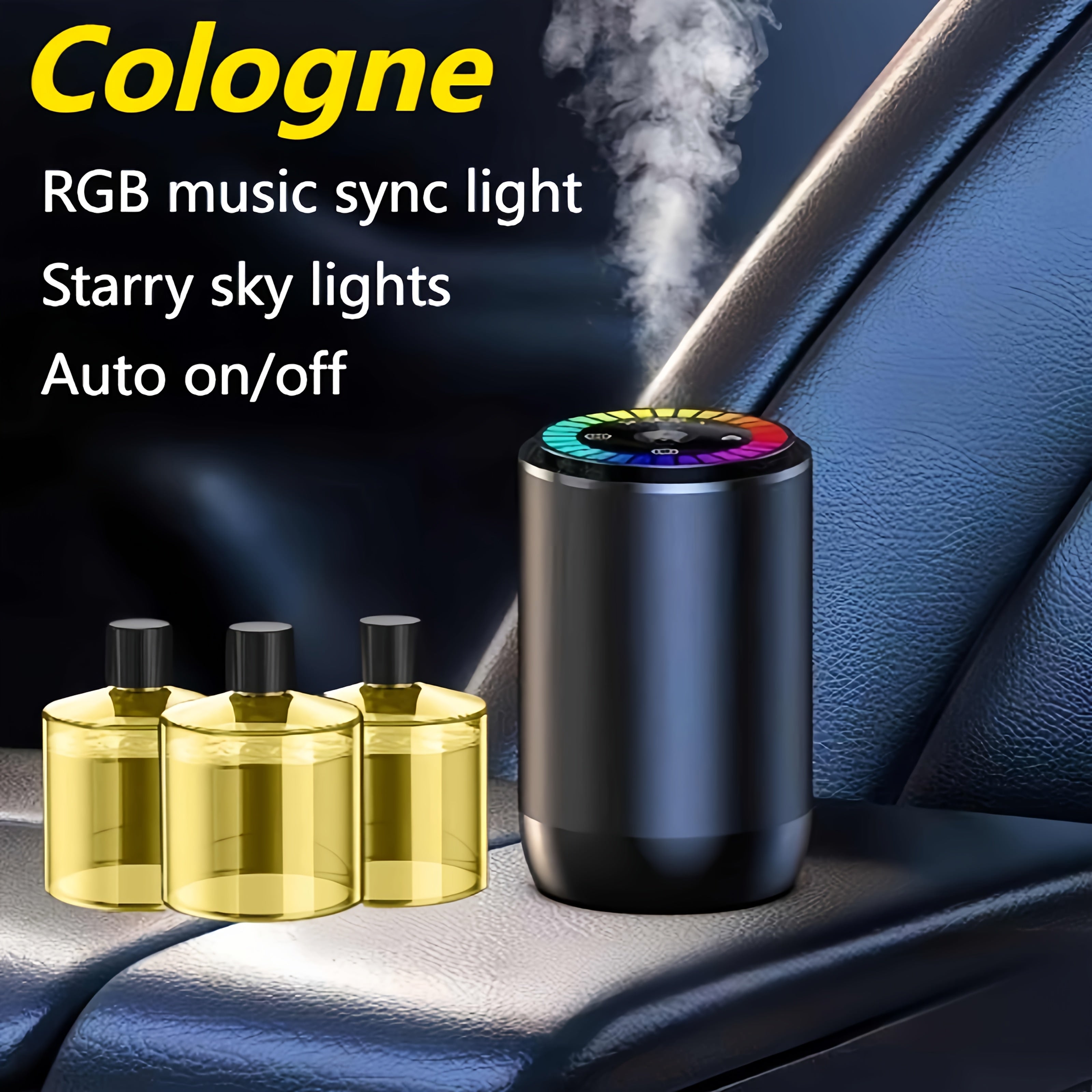 [Car Additions] Smart Car Aromatherapy Diffuser, Dynamic Light Show And Starry Sky Top Mode, Natural French Scented Essential Oil/Perfume, Adjustable Fragrance Concentration, Essential Oil Diffuser, Long-Lasting Freshness, Cologne Scent