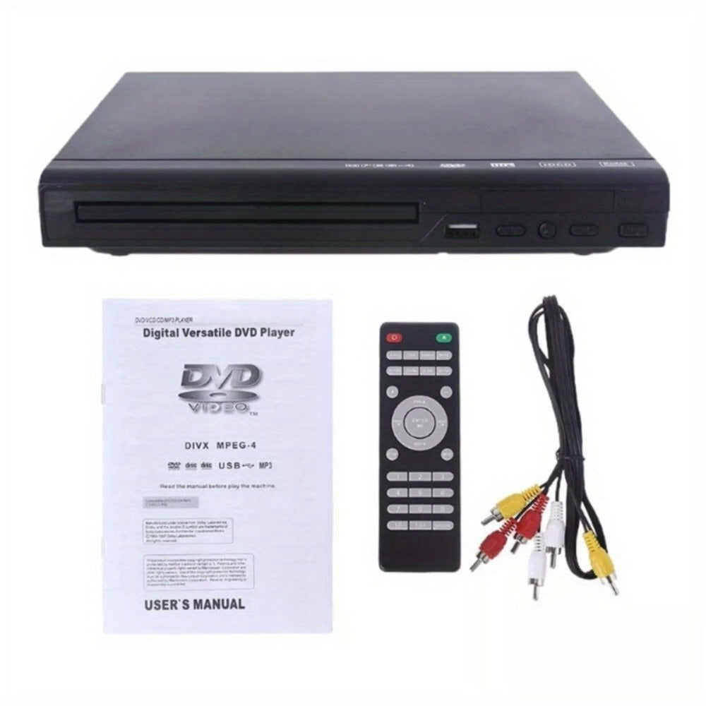 Region-Free 1080P DVD Player for Smart Tvs, Compact Design with USB, RCA Cable, And Remote Control Included