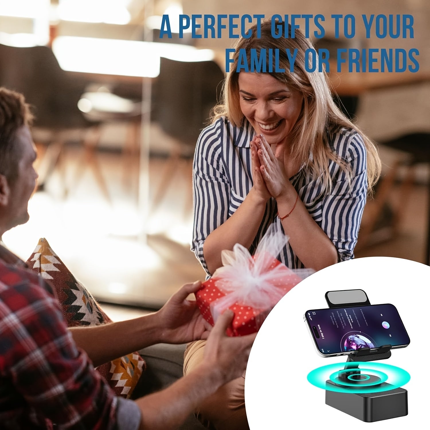 5 in 1 Mobile Device Holder with Wireless Speaker | 360° Adjustable Mount for Tablets And Smartphones, Portable Phone Stand with Base HD Surround Sound, Rechargeable for Emergencies - Tech Gadgets, Innovative Electronics