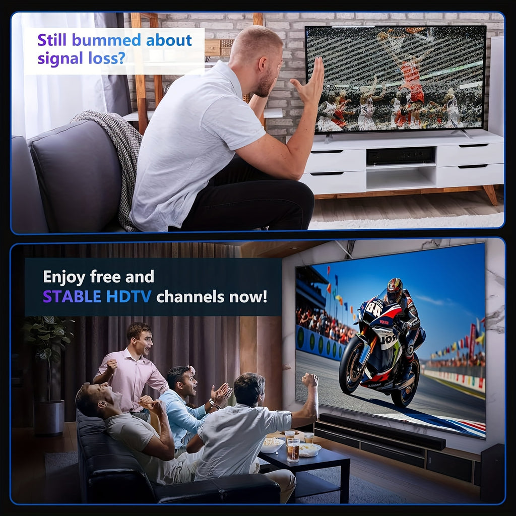 Smart Digital TV Antenna 2026 -150+Miles Long-Range Digital HDTV Antenna,Supports 2 TV,Easy Installation with RG6 Coaxial Cable for Attic or Outdoor Installation,Bracket Included