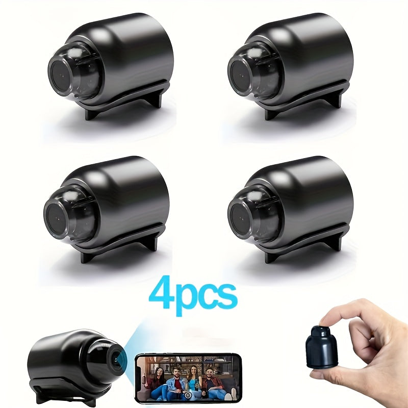 4pcs Wireless Surveillance Camera X5 Night Vision 1296P, 2.4GHz/5GHz WiFi Wireless Smart Security Camera - High Definition, 360 ° Rotation, Black, Ideal for Home And Office Surveillance, Office Wireless Surveillance Camera | Modern Camera Design |