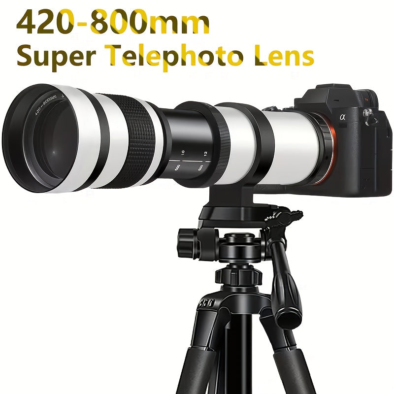 420-800mm F8. 3-16 Telephoto Zoom Lens(Mf) + T-Mount for Canon & for Nikon & for Sony Mount, Very Suitable for Outdoor Shooting, Moon Photography