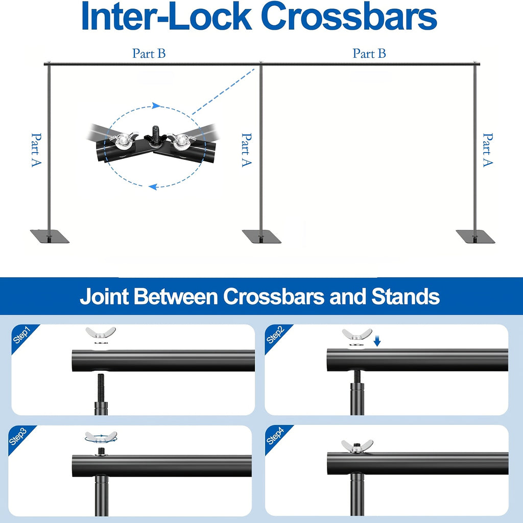 19X6.5Ft Background Support Stand Featuring a 300° Rotating Connector & Dual Crossbar - Versatile Background Support System, Includes 6 Clamps, 3 Weights, And a Carrying Bag for Photography, Weddings, And Events